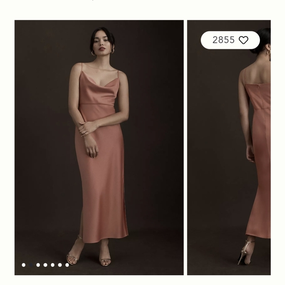 BHLDN Cali Satin Cowl-Neck Midi Slip Dress size 16 - Picture 2 of 6